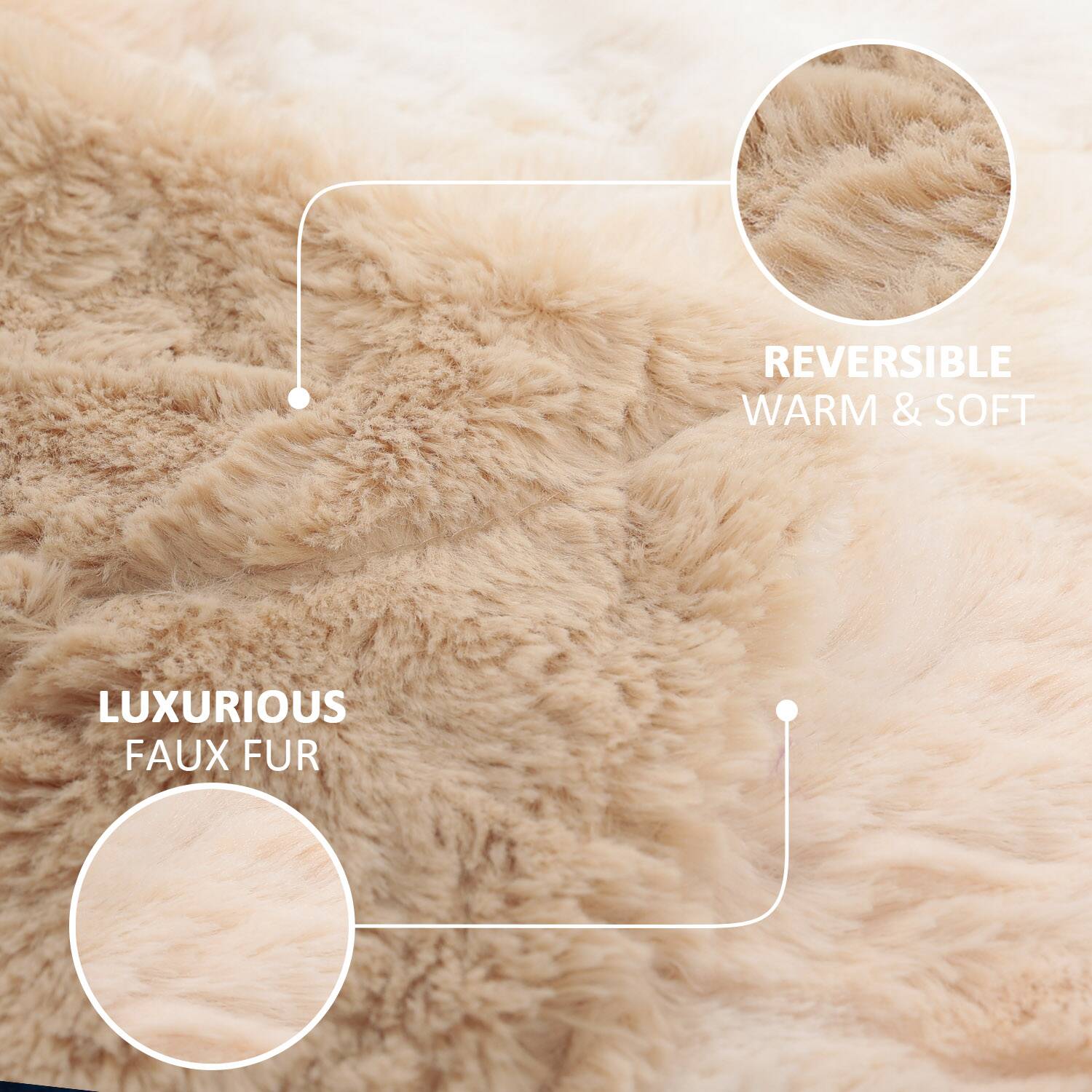 Faux Fur Throw Blankets Beige - NANPIPERHOME